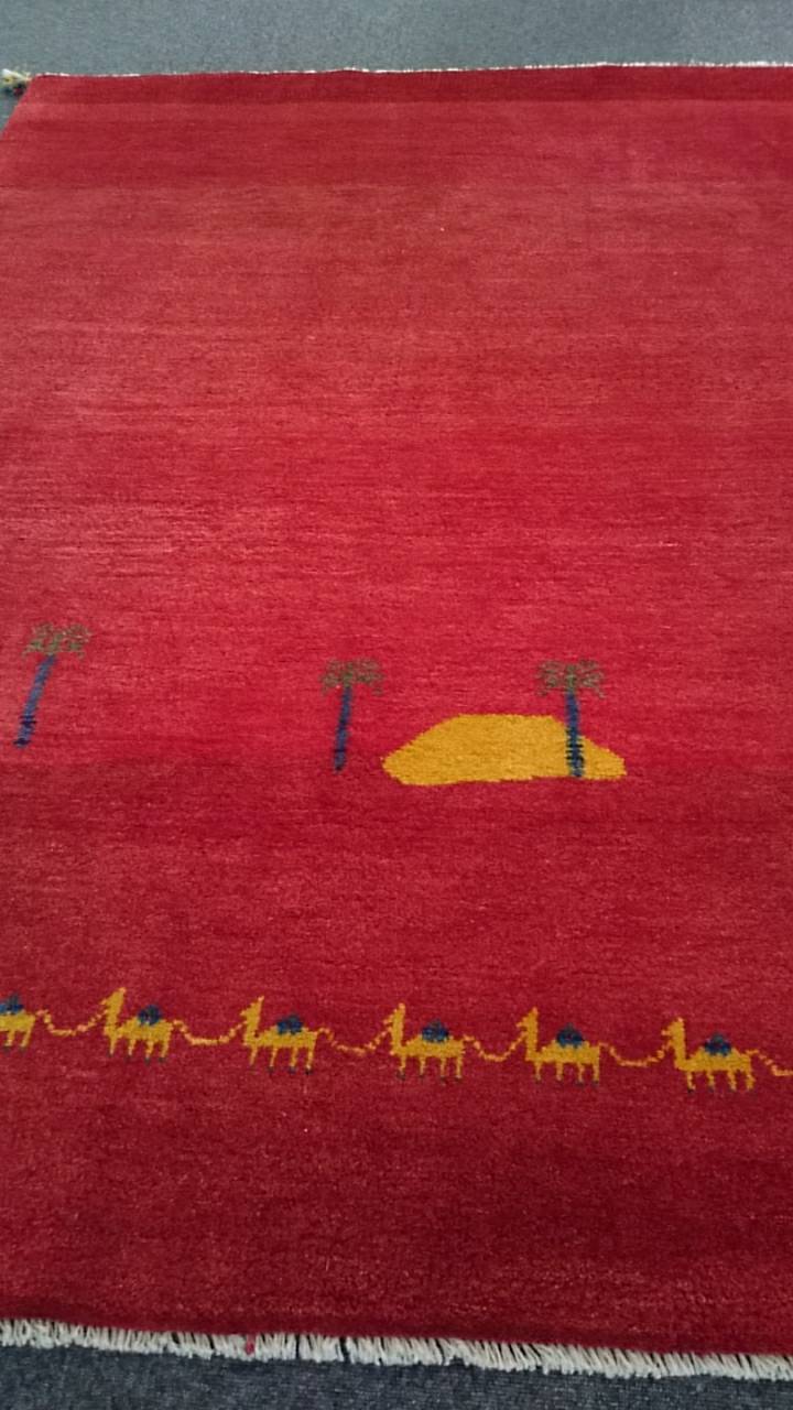 GA7866 ギャベ 手織り ペルシャ絨毯 150×198