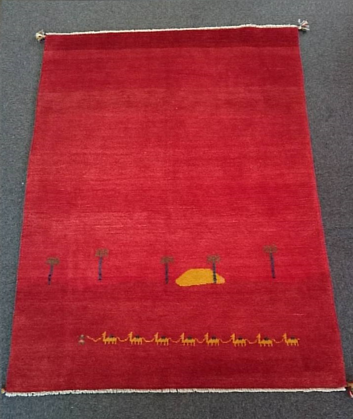 GA7866 ギャベ 手織り ペルシャ絨毯 150×198