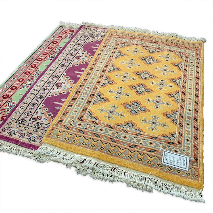 JA9299 パキスタン手織り絨毯 シルクタッチ イエロー