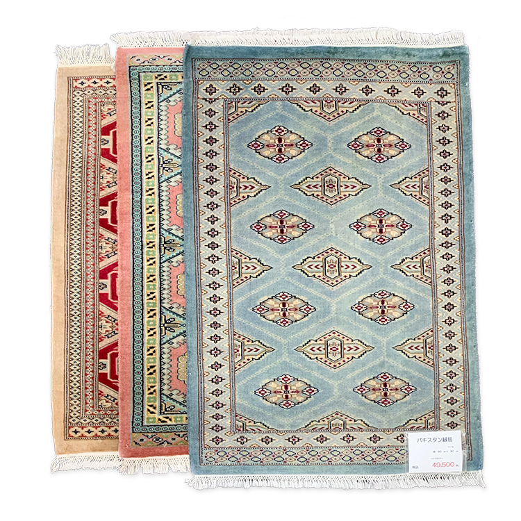 JA6703 パキスタン手織り絨毯 ハイクオリティ ブルー