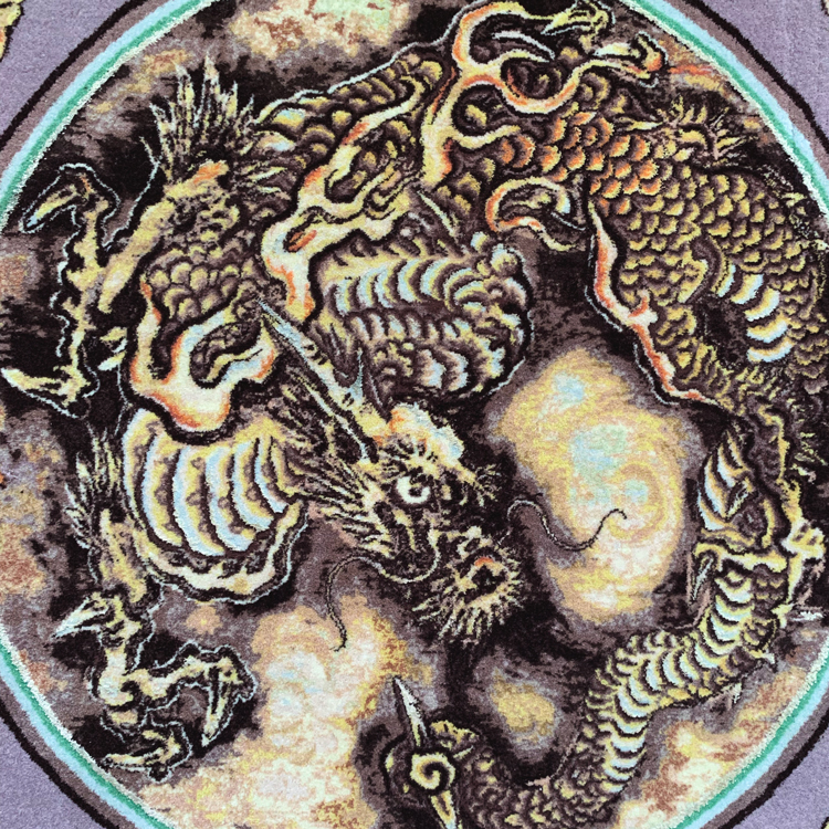 中国手織高級美術緞通 雲竜図 額装 57×75