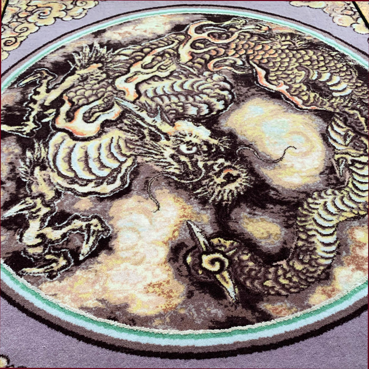 中国手織高級美術緞通 雲竜図 額装 57×75