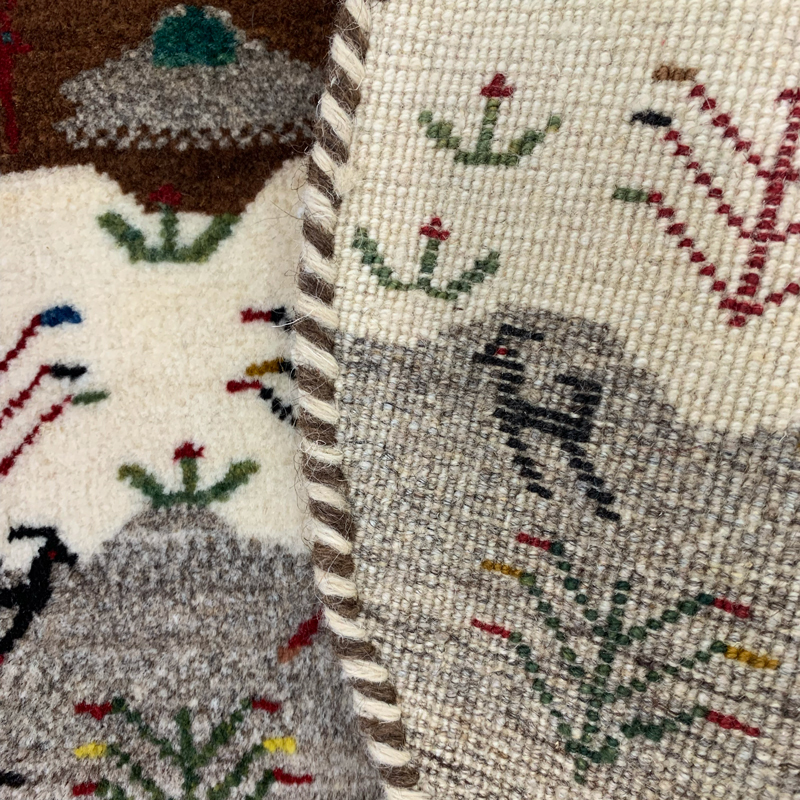GA10397 円形ギャッベ 手織り ペルシャ絨毯 60×60