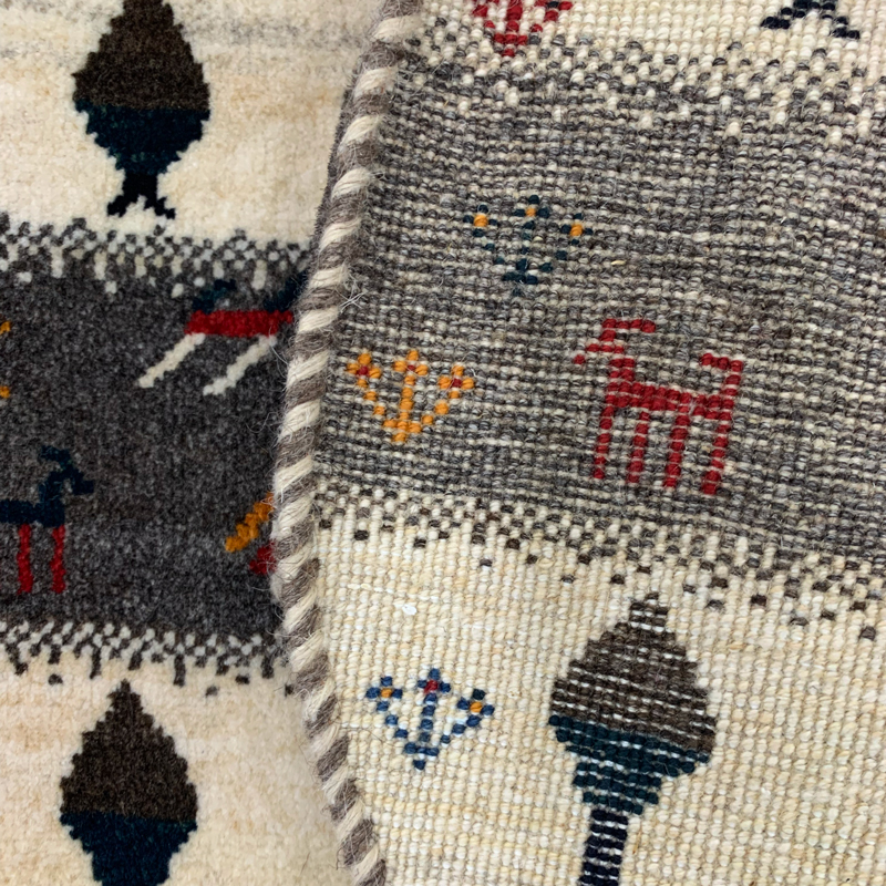 GA10400 円形ギャッベ 手織り ペルシャ絨毯 60×60