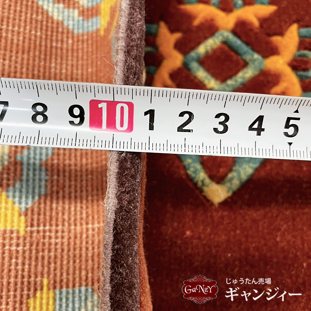 A1 中国緞通シルク-八弁花鳥文 65×65