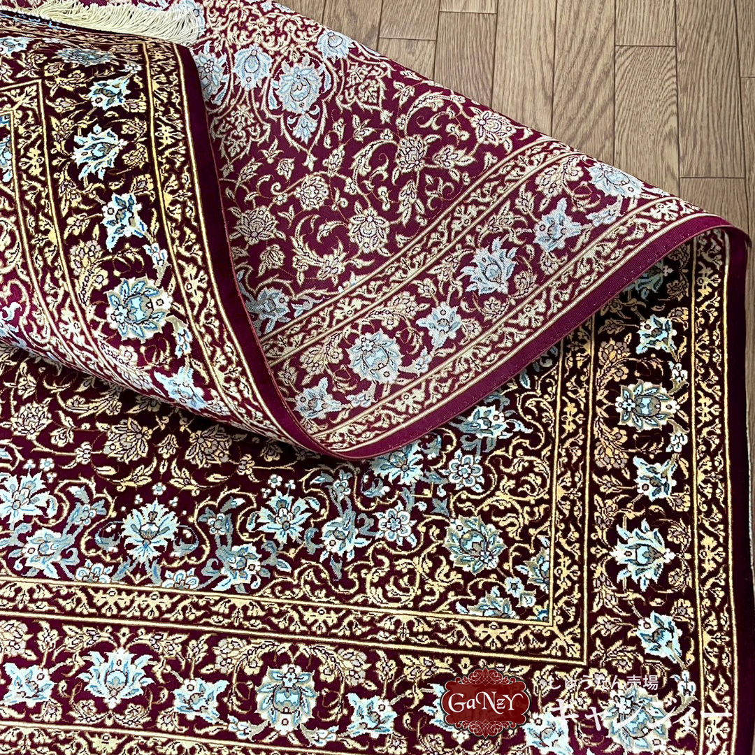 QM8168 ペルシャ絨毯クム産ラザヴィ工房 100×151