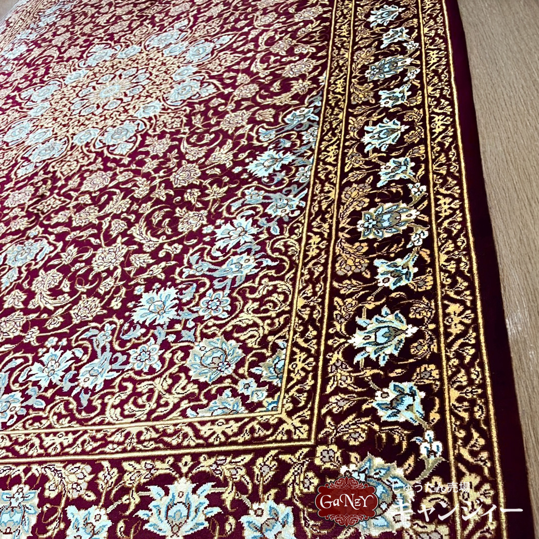 QM8168 ペルシャ絨毯クム産ラザヴィ工房 100×151