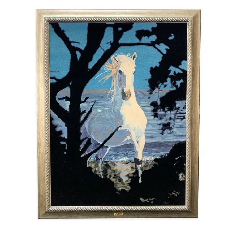 TS1944 タブリーズ 手織り ペルシャ絨毯 73×98 額装